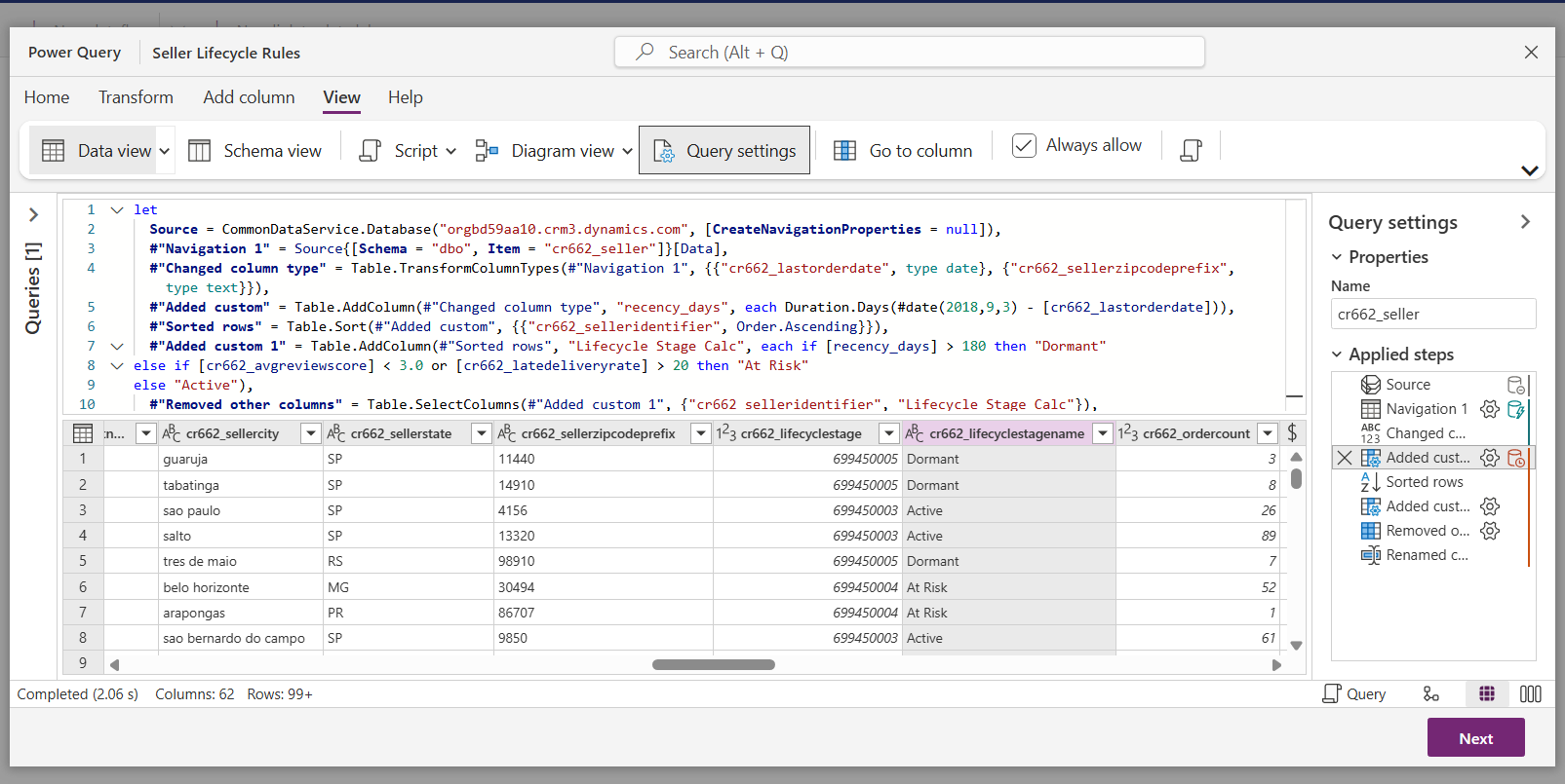 Risk-scoring logic in a Dataverse dataflow